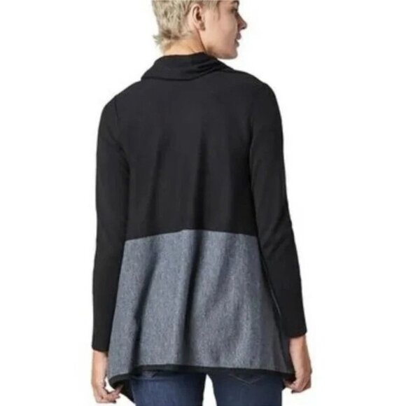 SmartWool Edgewood Wrap Sweater Black Grey Women's Medium - Picture 2 of 7
